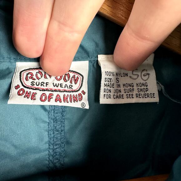 Vintage Ron Jon Surf Shop Jacket Size Small Blue Nylon Zip Up Windbreaker 90s - Picture 4 of 7